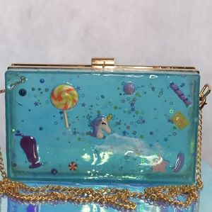 Unicorn blue handbag- clutch